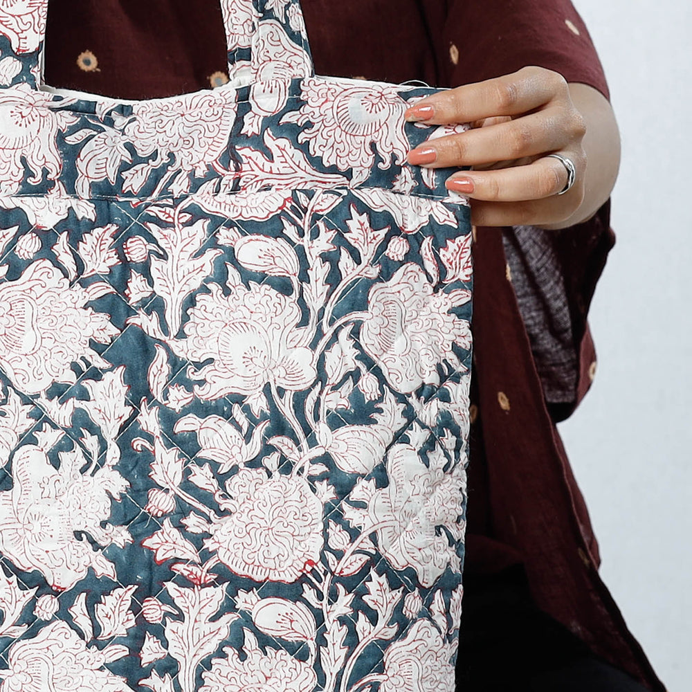Multicolor Handcrafted Quilted Sanganeri Block Printed Shoulder Bag
