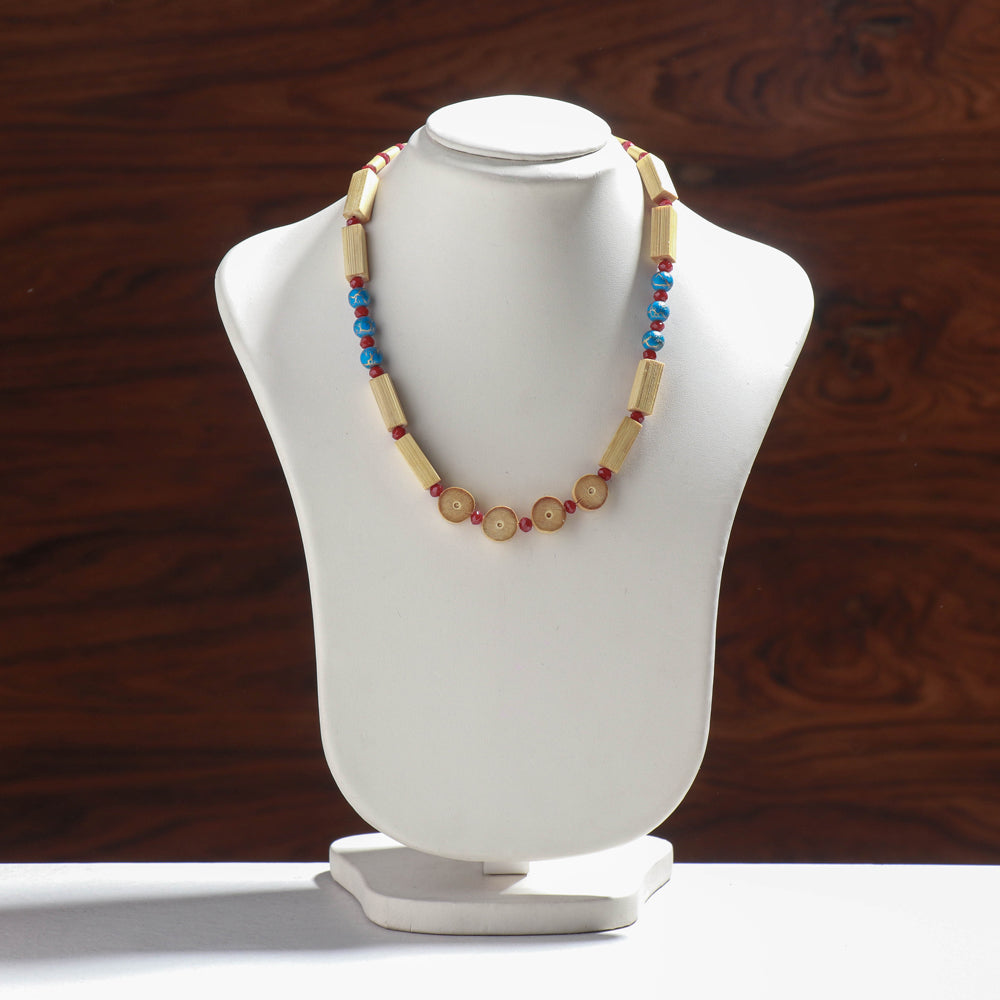  Handcrafted Round & Rectangle Shaped Bamboo Necklace 
