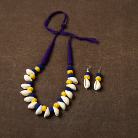 Multicolor - handcrafted shell & thread work necklace set 07