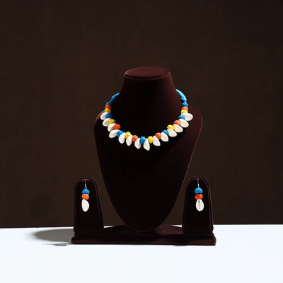 Multicolor - handcrafted shell & thread work necklace set 12