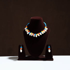 Multicolor - handcrafted shell & thread work necklace set 12