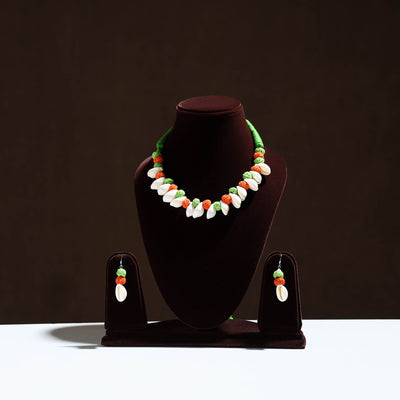 Multicolor - handcrafted shell & thread work necklace set 14