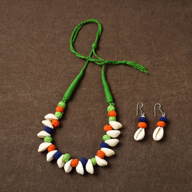 Multicolor - handcrafted shell & thread work necklace set 18