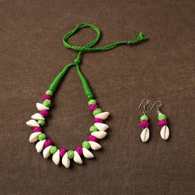 Multicolor - handcrafted shell & thread work necklace set 19