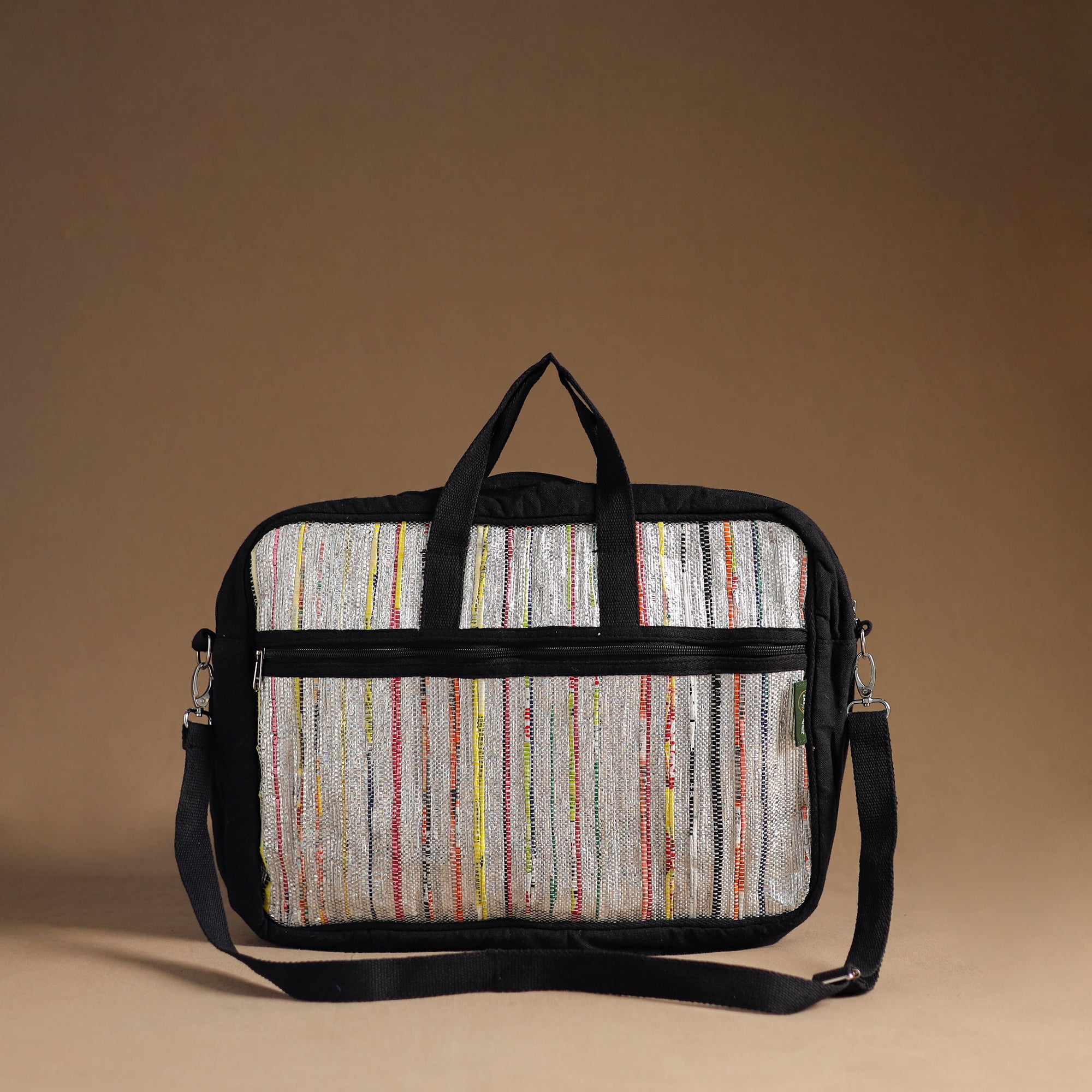  Multicolor Handcrafted Upcycled Woven Laptop Bag 