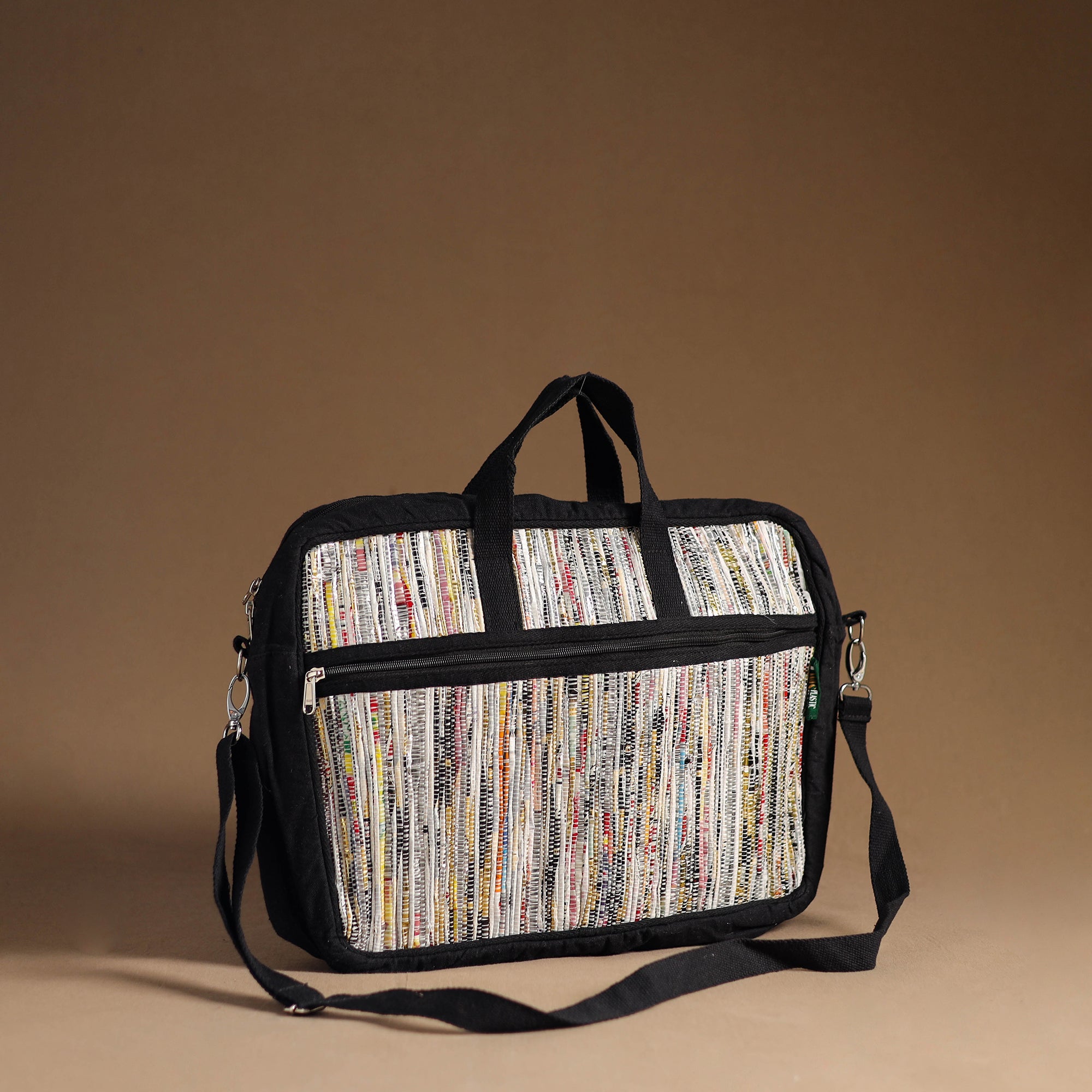  Multicolor Handcrafted Upcycled Woven Laptop Bag 