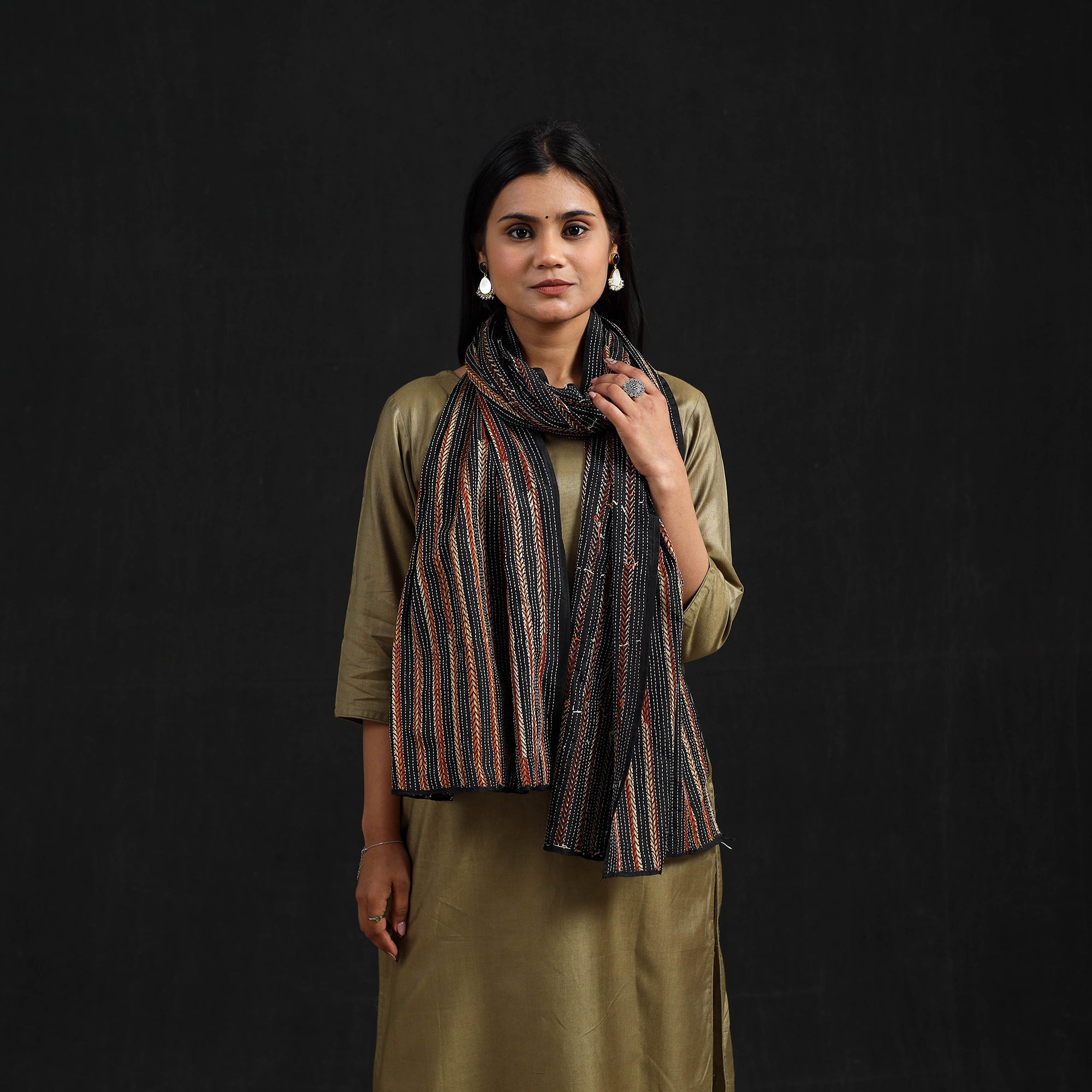 Multicolor - handloom bangalore silk bengal kantha work