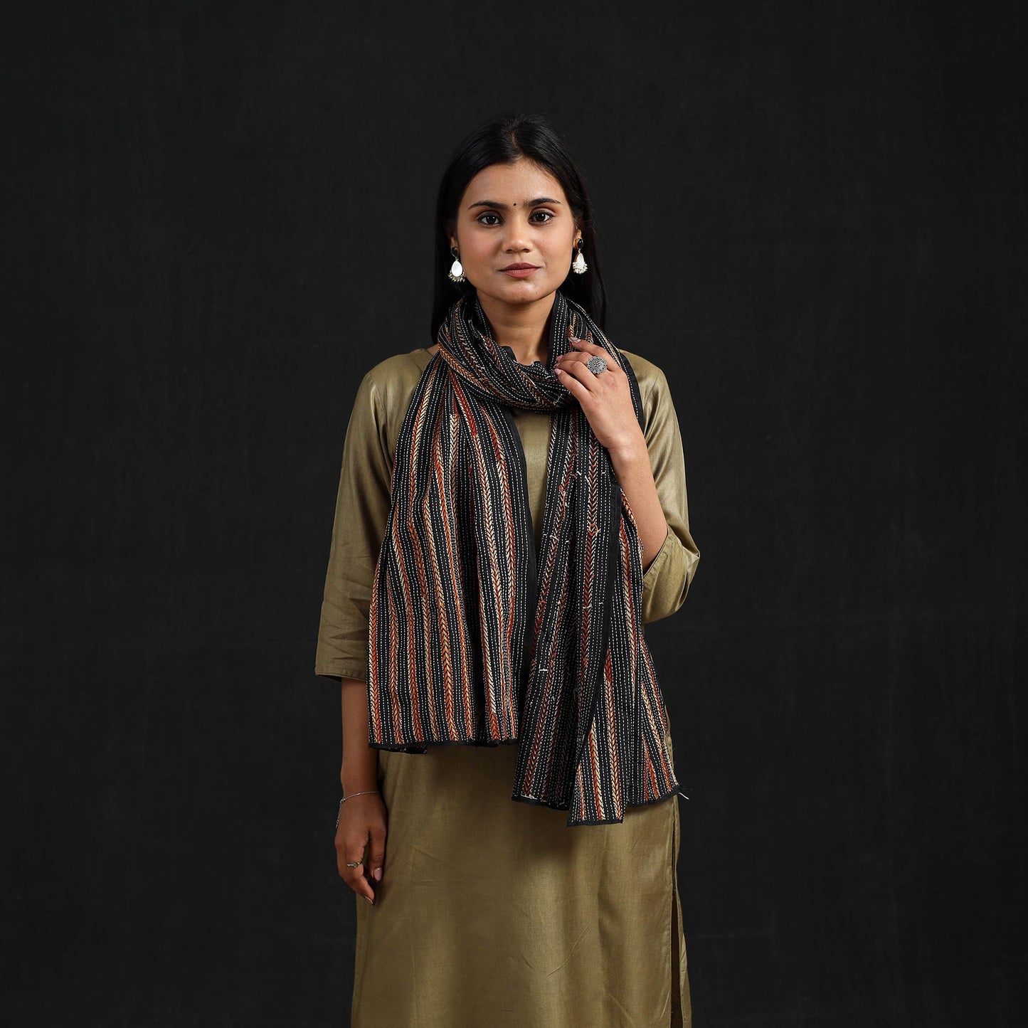 Multicolor - handloom bangalore silk bengal kantha work