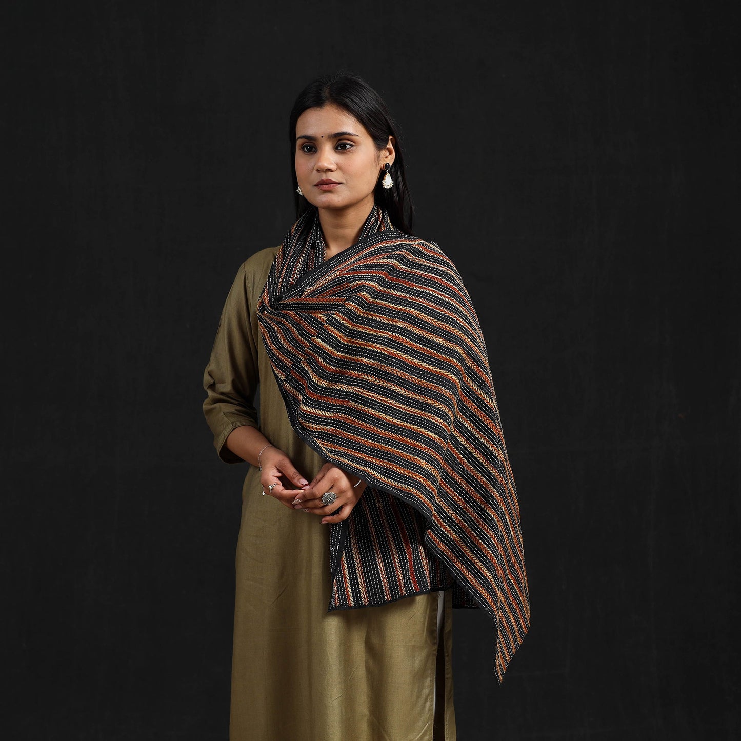 Multicolor - handloom bangalore silk bengal kantha work