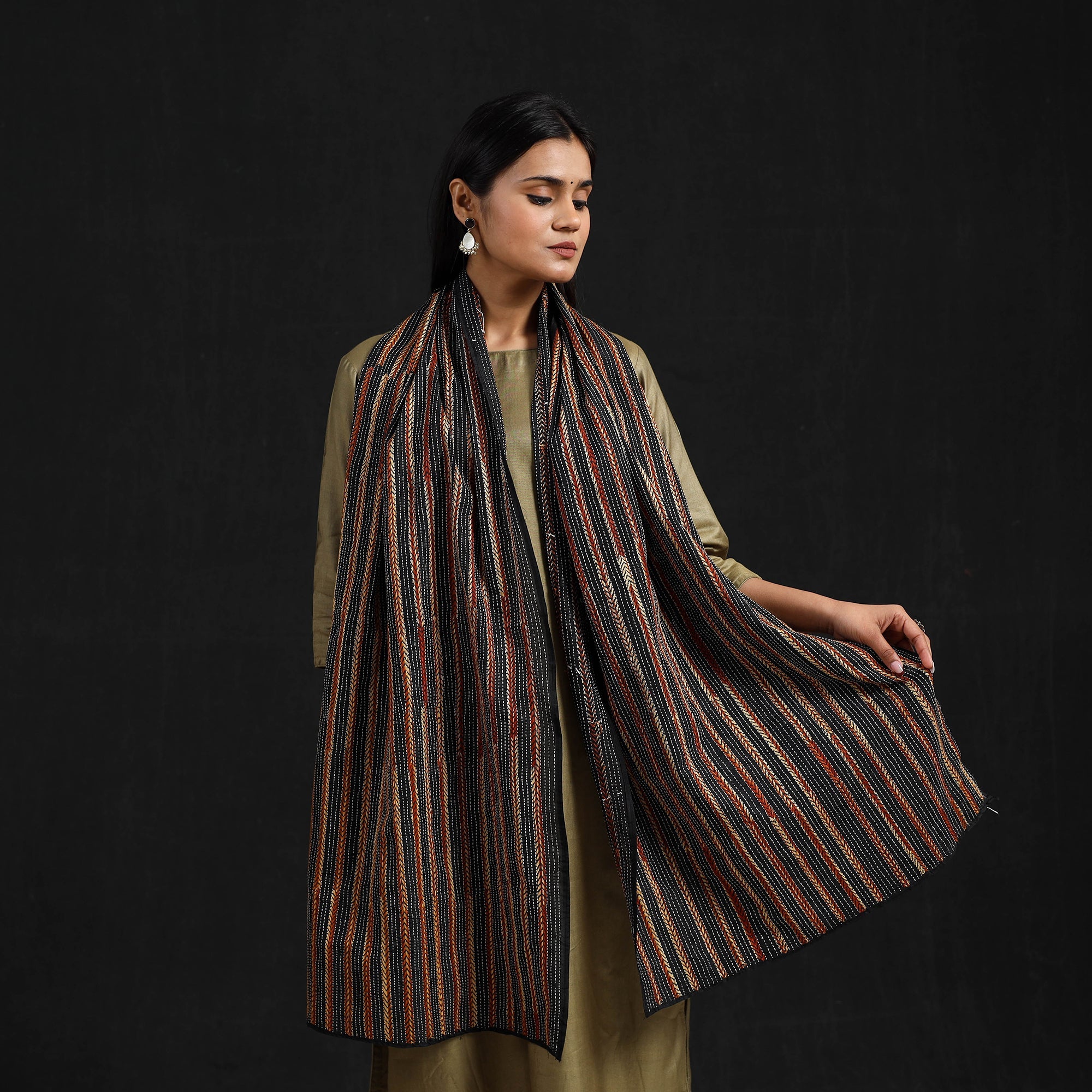 Multicolor - handloom bangalore silk bengal kantha work