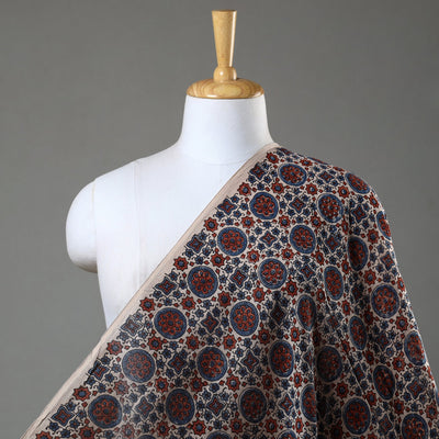  Handloom Chanderi Silk Block Print Ajrakh Fabric