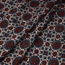  Handloom Chanderi Silk Block Print Ajrakh Fabric