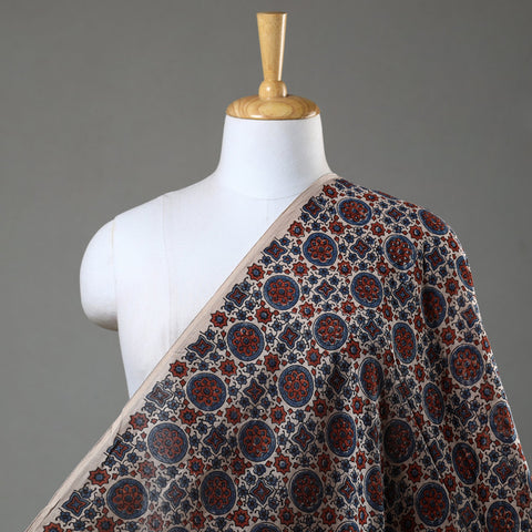  Handloom Chanderi Silk Block Print Ajrakh Fabric