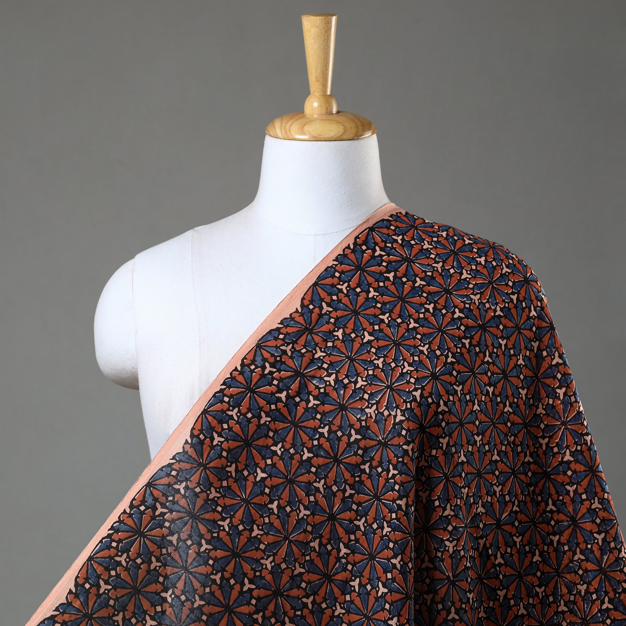  Handloom Chanderi Silk Block Print Ajrakh Fabric