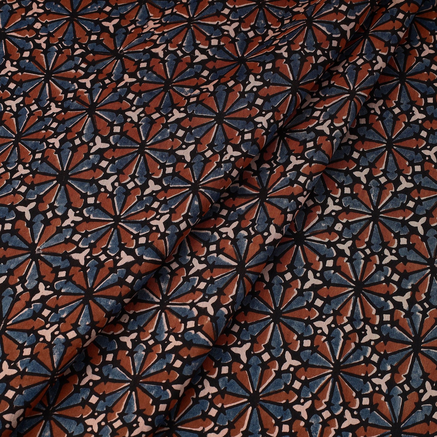  Handloom Chanderi Silk Block Print Ajrakh Fabric