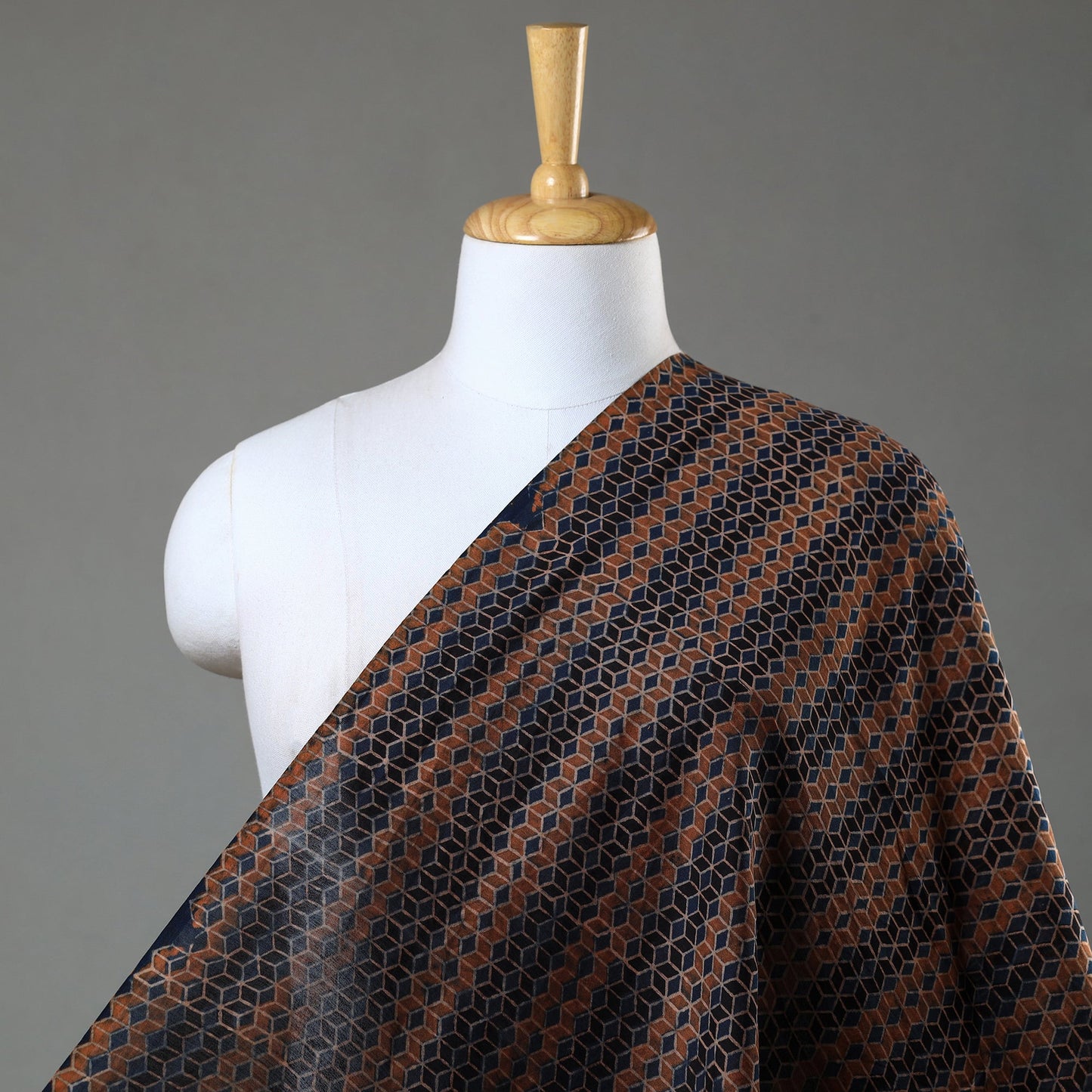 Handloom Chanderi Silk Block Print Ajrakh Fabric