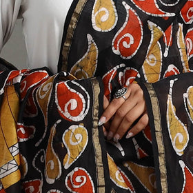 Multicolor - Handloom Chanderi Silk Hand Batik Printed Dupatta 02