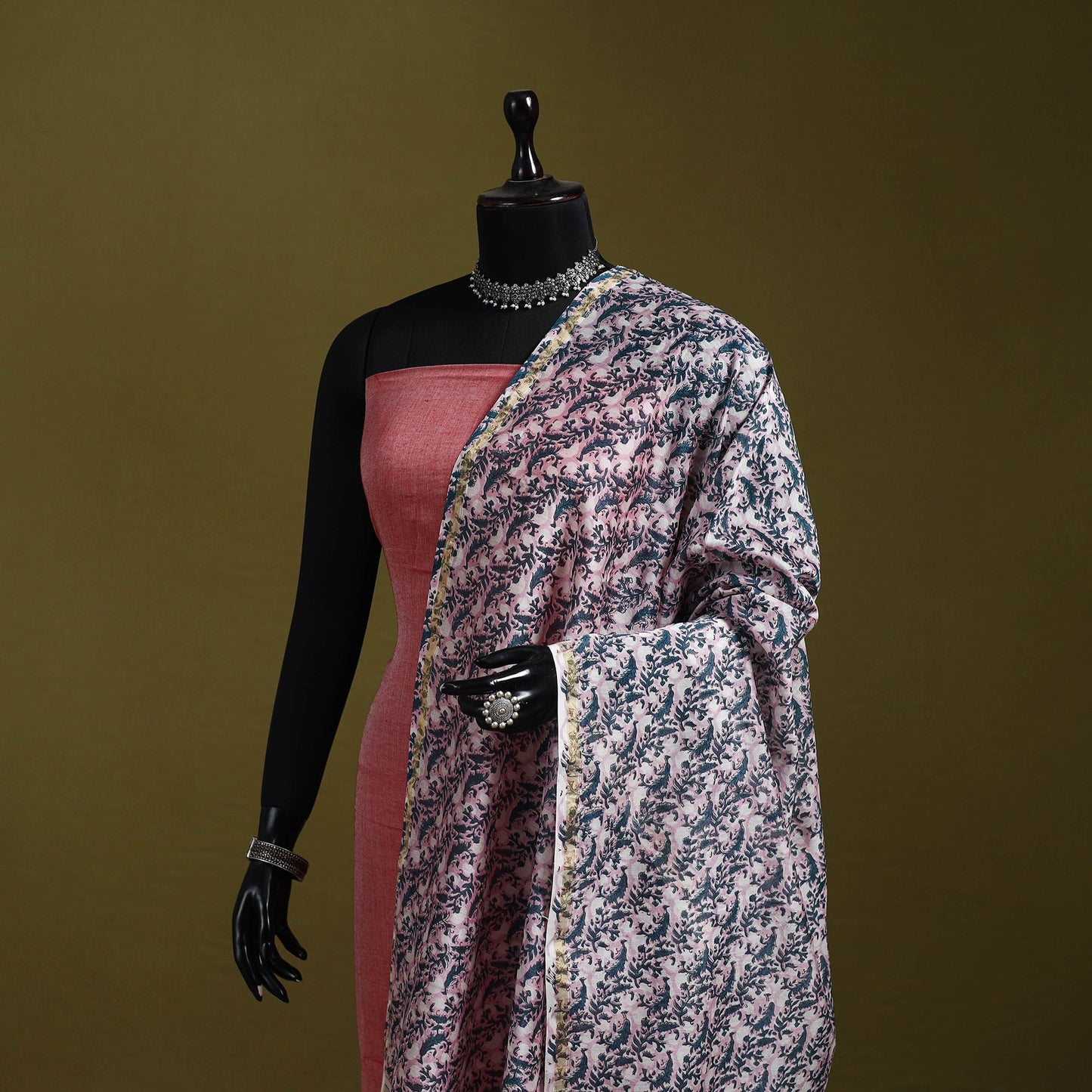 Multicolor - handloom chanderi silk hand sanganeri dupatta