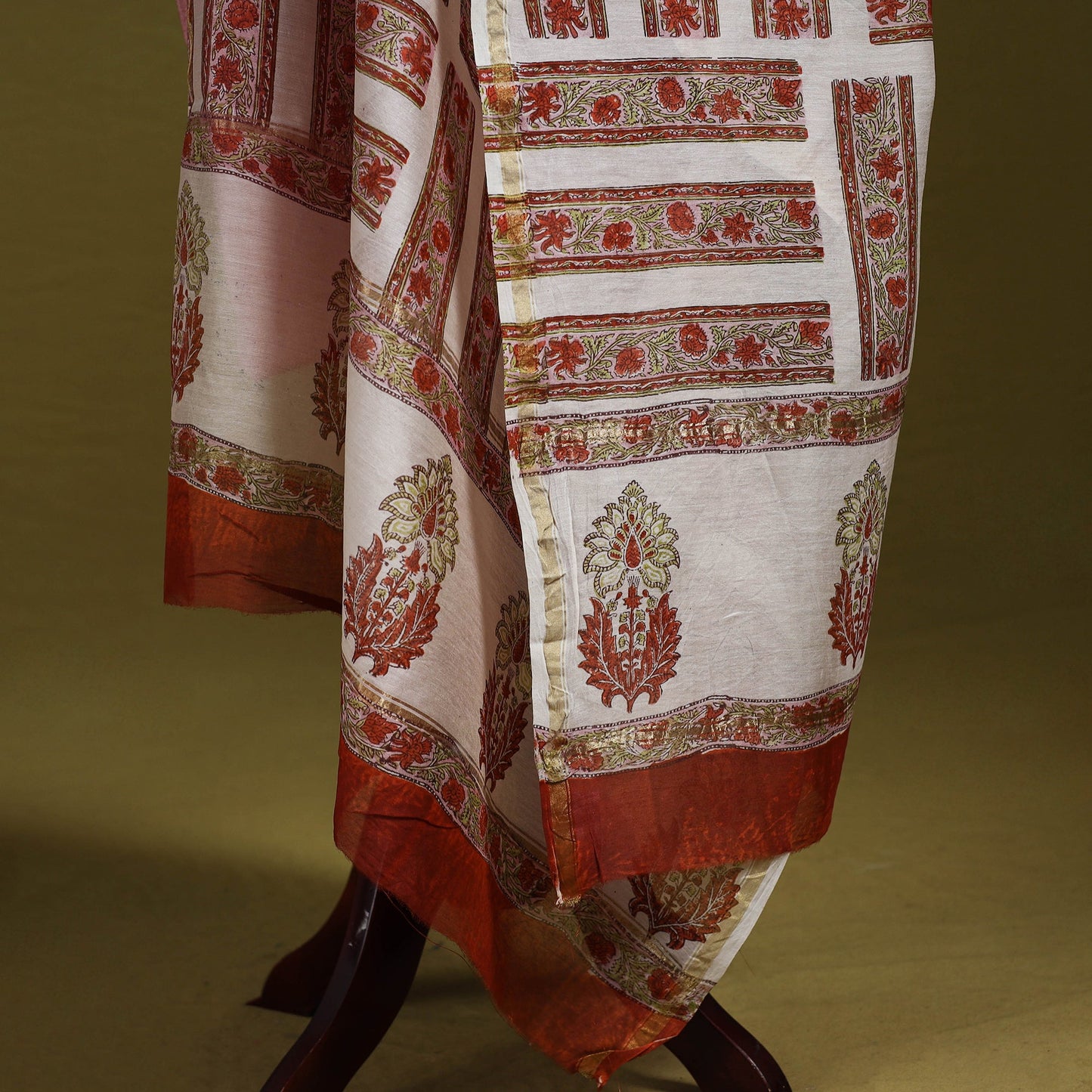 Multicolor - handloom chanderi silk hand sanganeri dupatta