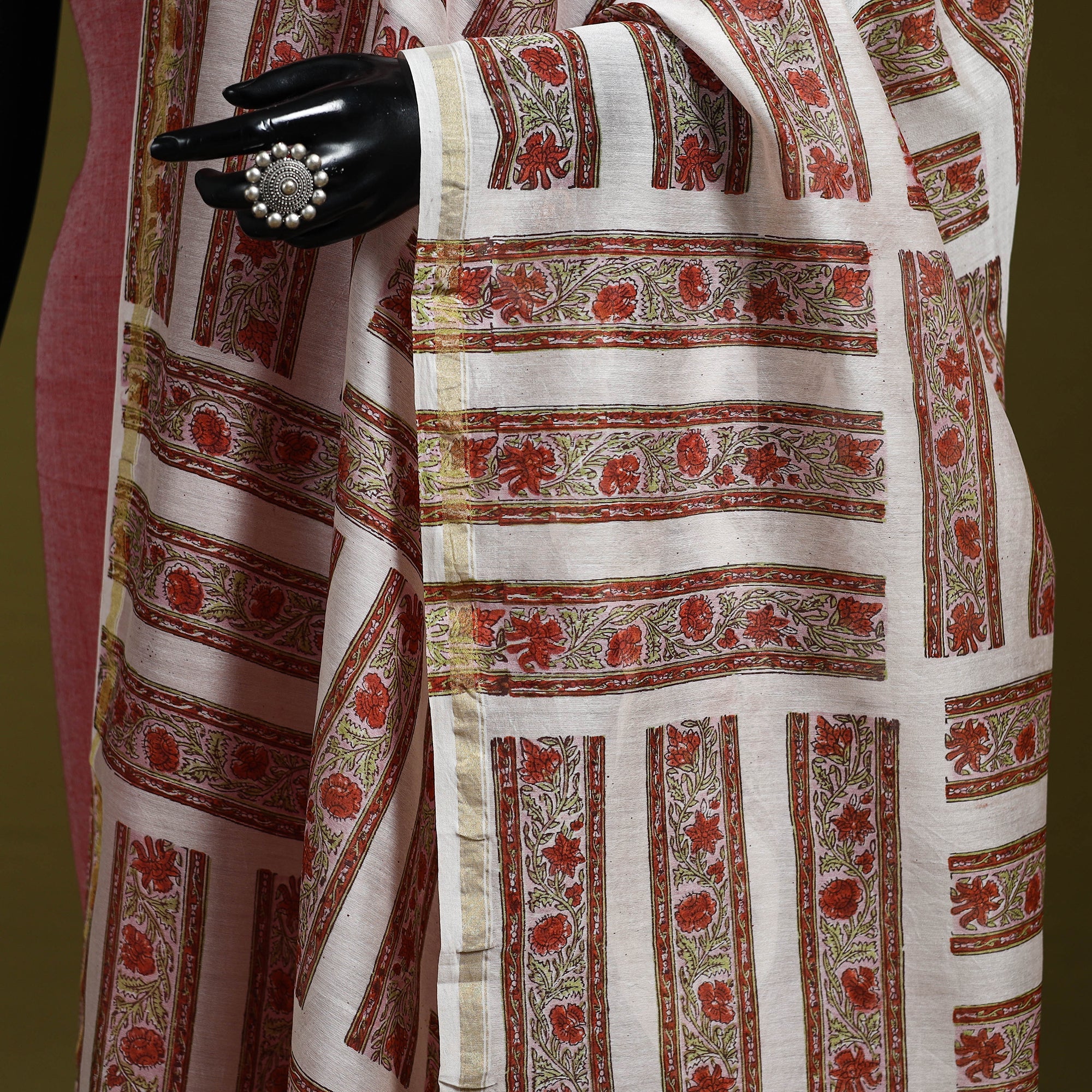Multicolor - handloom chanderi silk hand sanganeri dupatta