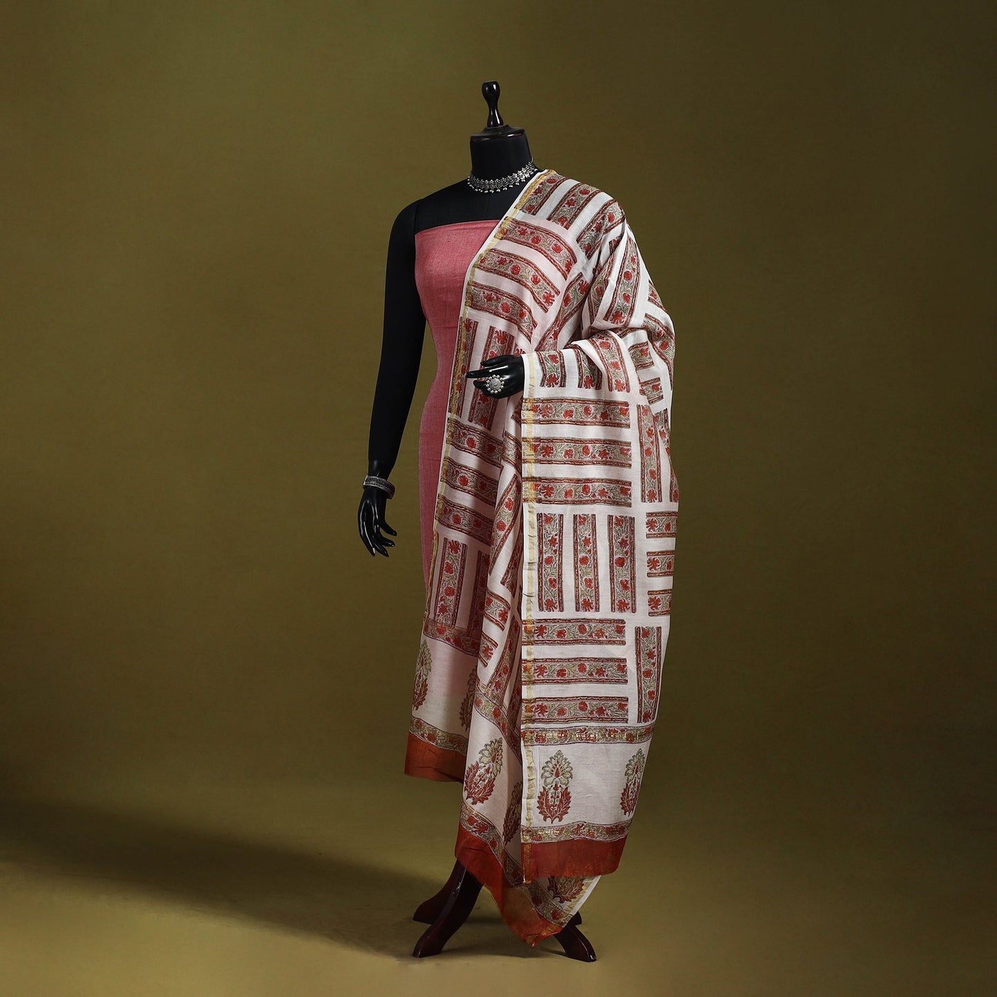 Multicolor - handloom chanderi silk hand sanganeri dupatta