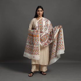 Multicolor - handloom chanderi silk handpainted madhubani