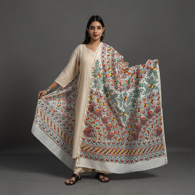 Multicolor - handloom chanderi silk handpainted madhubani