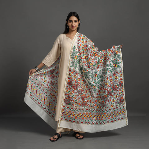 Multicolor - handloom chanderi silk handpainted madhubani