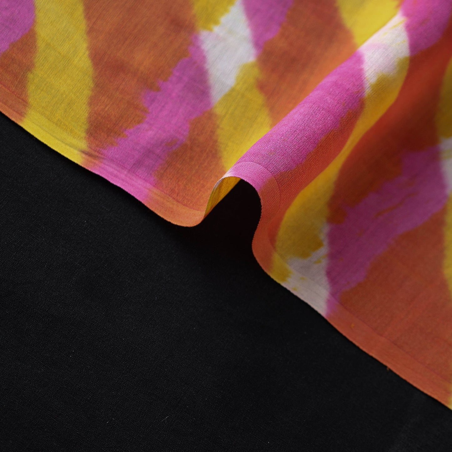 Multicolor Handloom Chanderi Silk Mothra Tie-Dye Leheriya Fabric