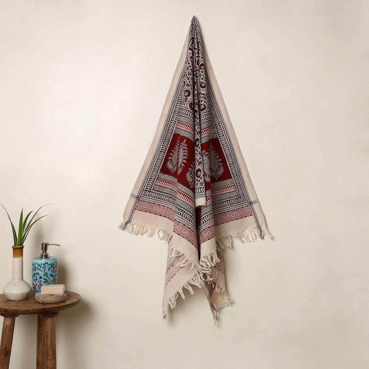 Buy Multicolor Handloom Cotton Bagh Print Towel
