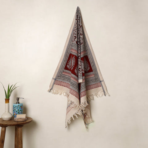Buy Multicolor Handloom Cotton Bagh Print Towel