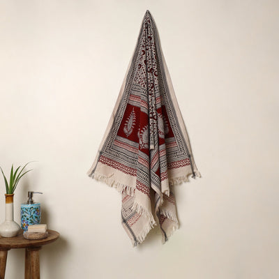 Buy Black Handloom Cotton Bagh Print Towel