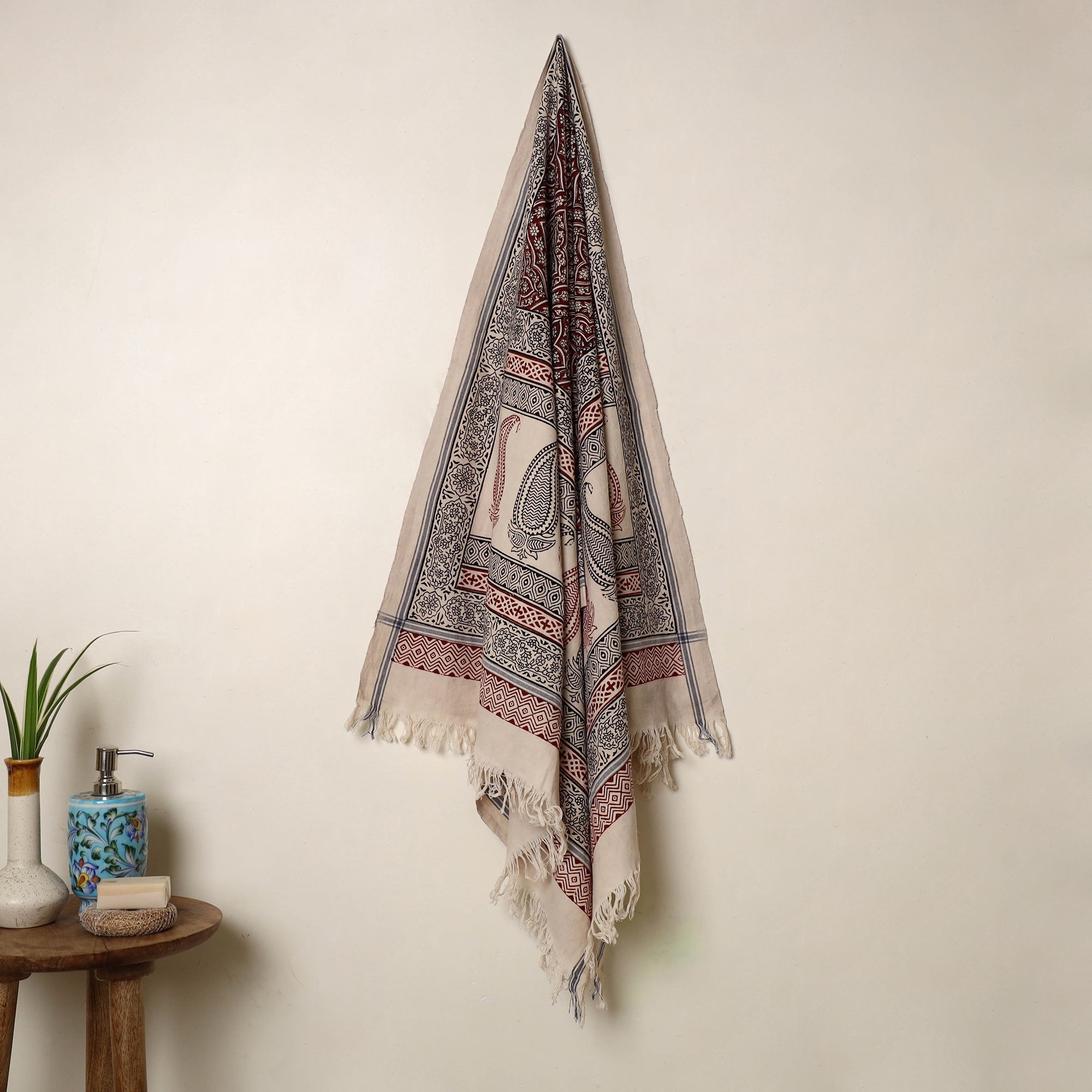 Buy Multicolor Handloom Cotton Bagh Print Towel