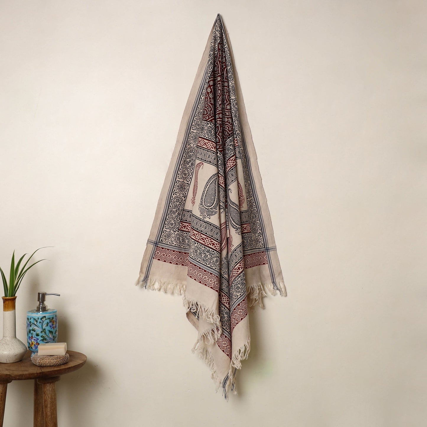 Buy Multicolor Handloom Cotton Bagh Print Towel