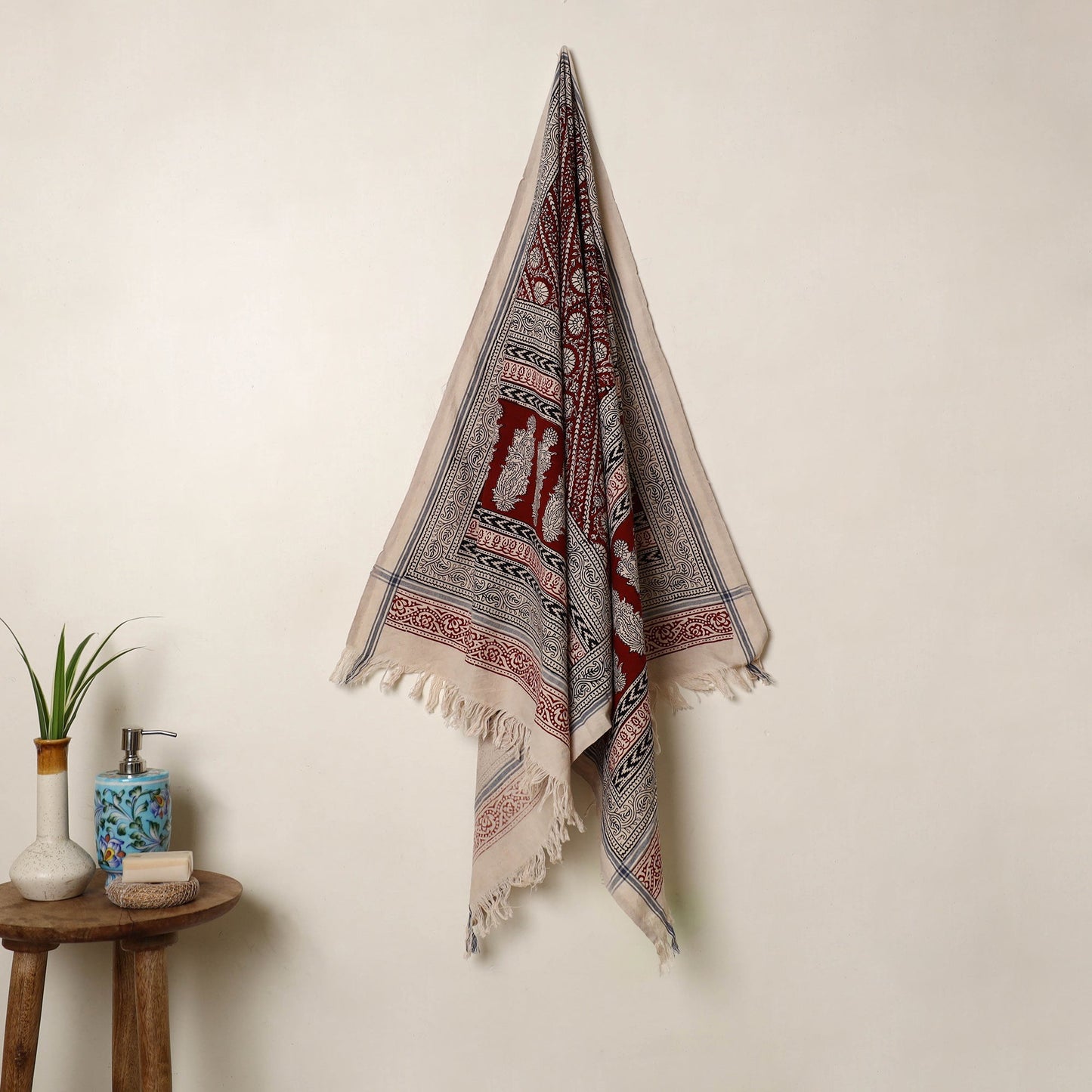 Buy Multicolor Handloom Cotton Bagh Print Towel
