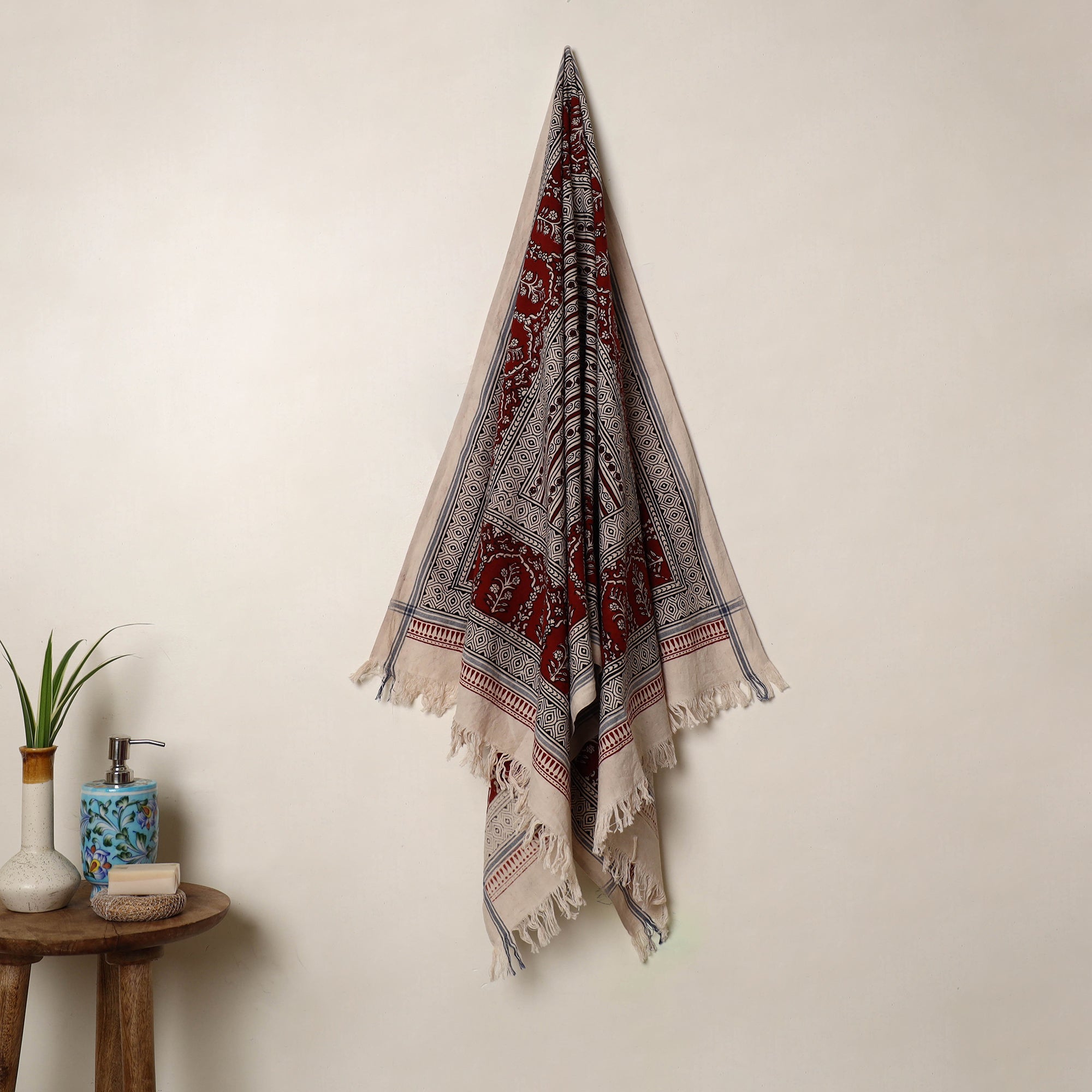 Buy Multicolor Handloom Cotton Bagh Print Towel
