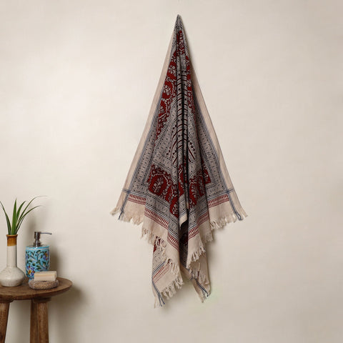 Buy Multicolor Handloom Cotton Bagh Print Towel