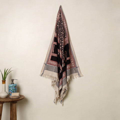 Buy Multicolor Handloom Cotton Bagh Print Towel