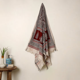 Buy Black Handloom Cotton Bagh Print Towel