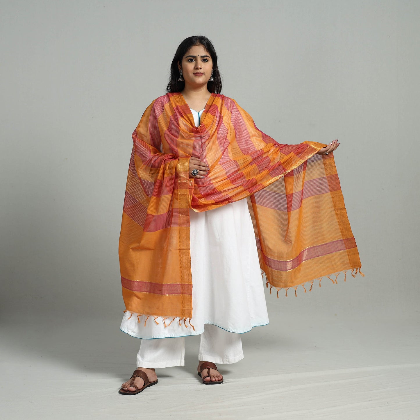 Multicolor - handloom cotton nizam zari border mangalagiri
