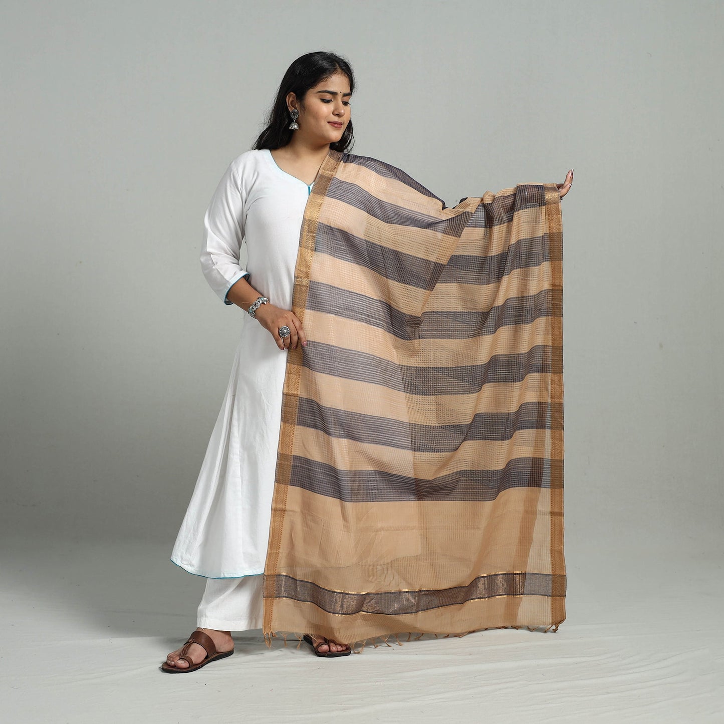 Multicolor - handloom cotton nizam zari border mangalagiri