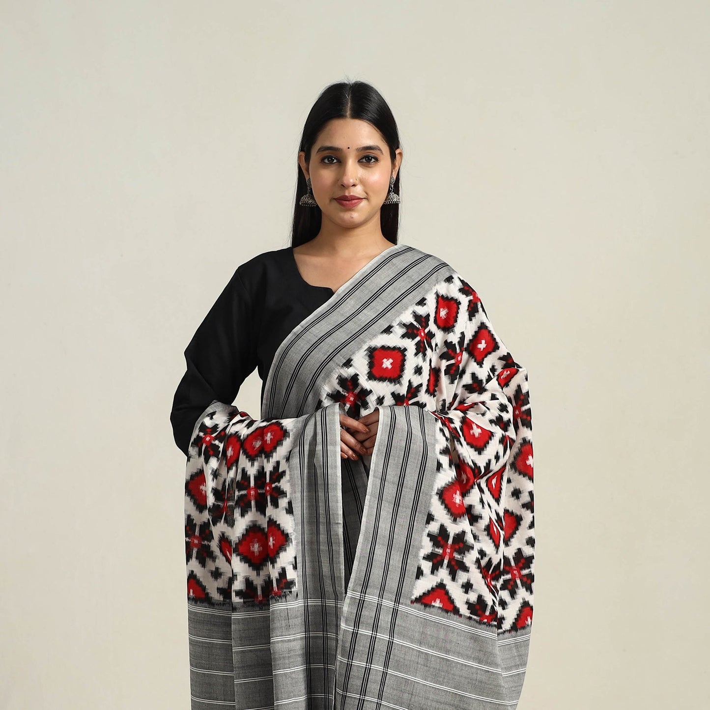 Multicolor - Handloom Cotton Pochampally Double Ikat Dupatta 01
