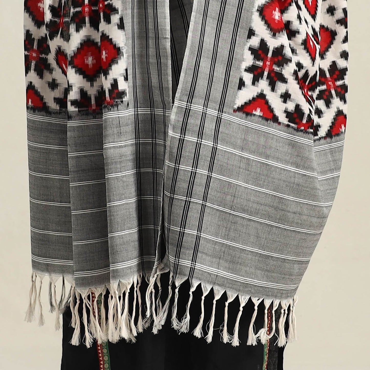 Multicolor - Handloom Cotton Pochampally Double Ikat Dupatta 01