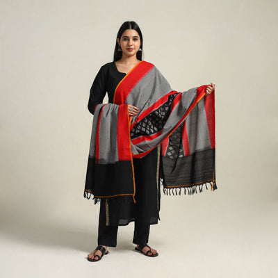 Multicolor - Handloom Cotton Pochampally Double Ikat Dupatta 14