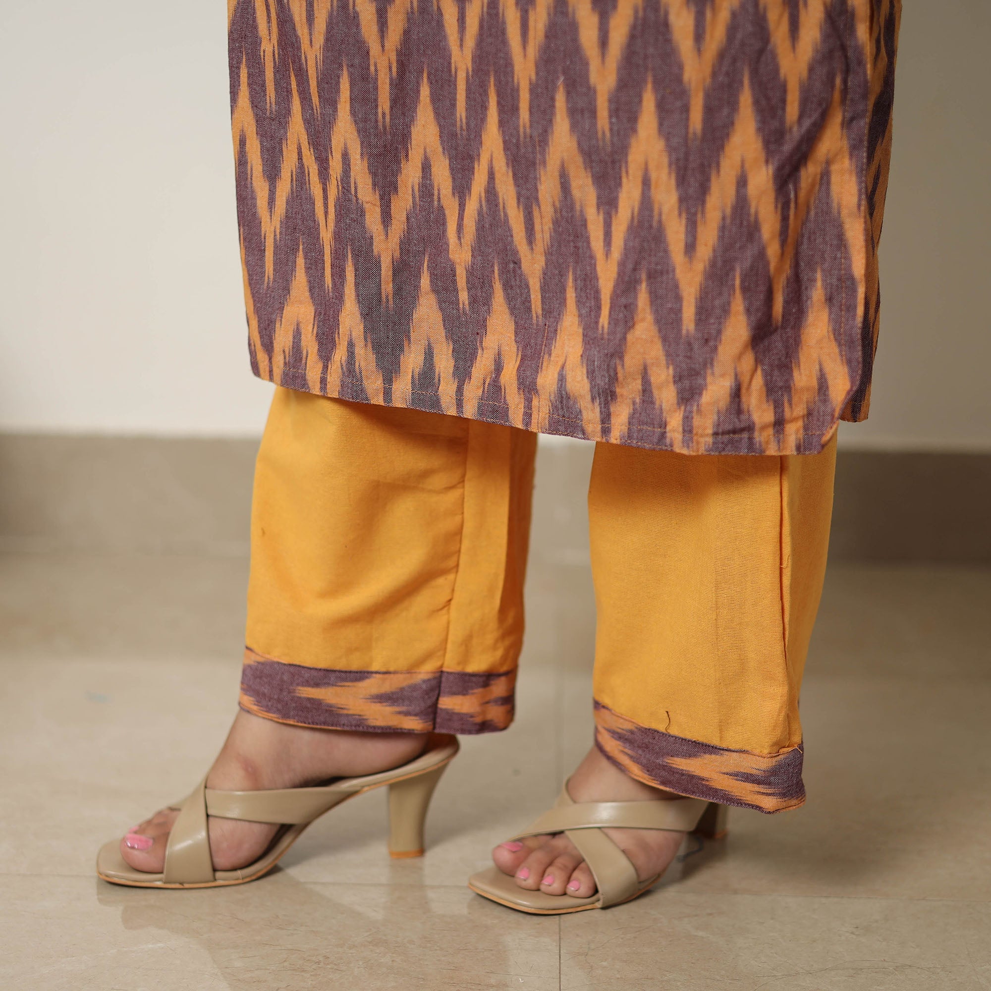 Buy Multicolor Handloom Cotton Pochampally Ikat Kurta Set