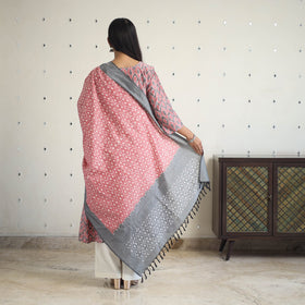 Multicolor Handloom Cotton Pochampally Ikat Kurta Set (Set of 3)