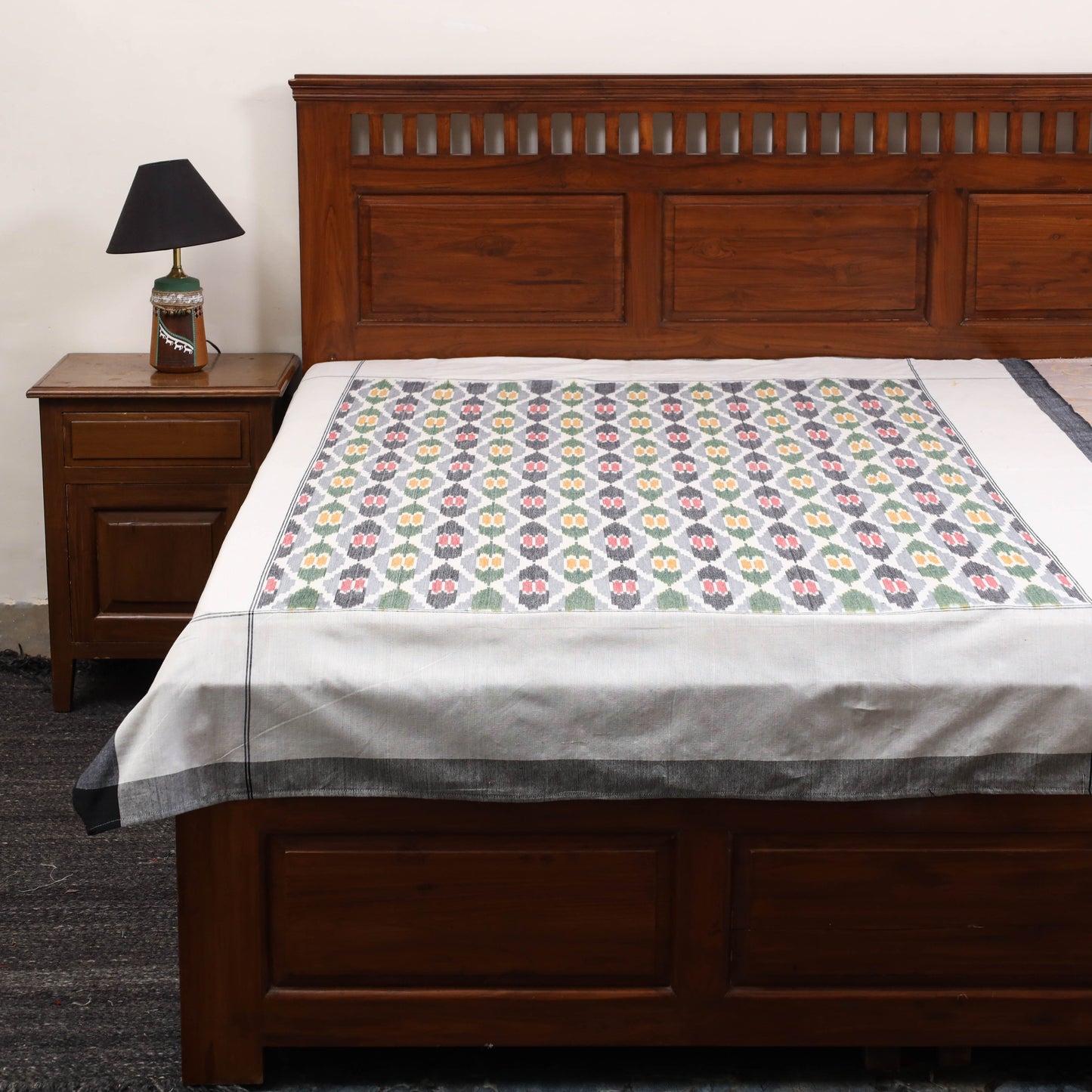 Handloom cotton single pochampally ikat bed sheet (90 x 60