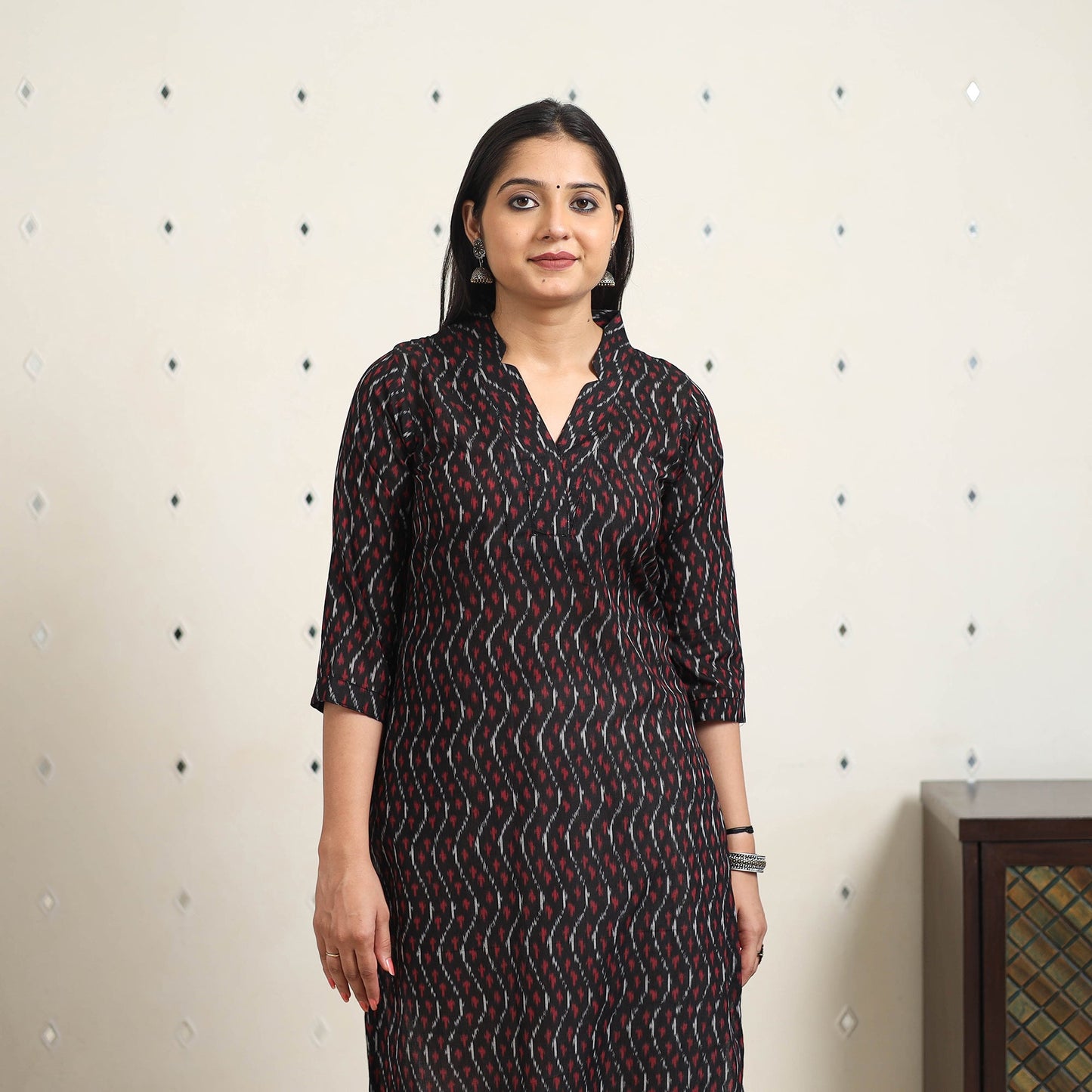 Multicolor Handloom Cotton Straight Pochampally Ikat Kurta