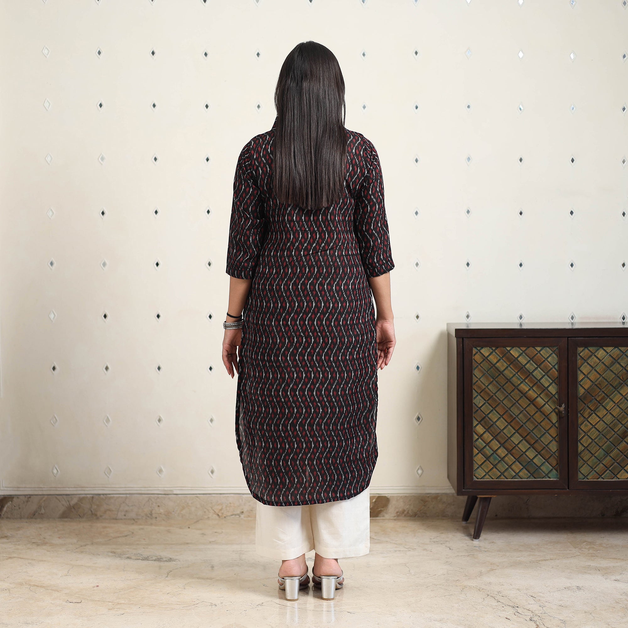 Multicolor Handloom Cotton Straight Pochampally Ikat Kurta