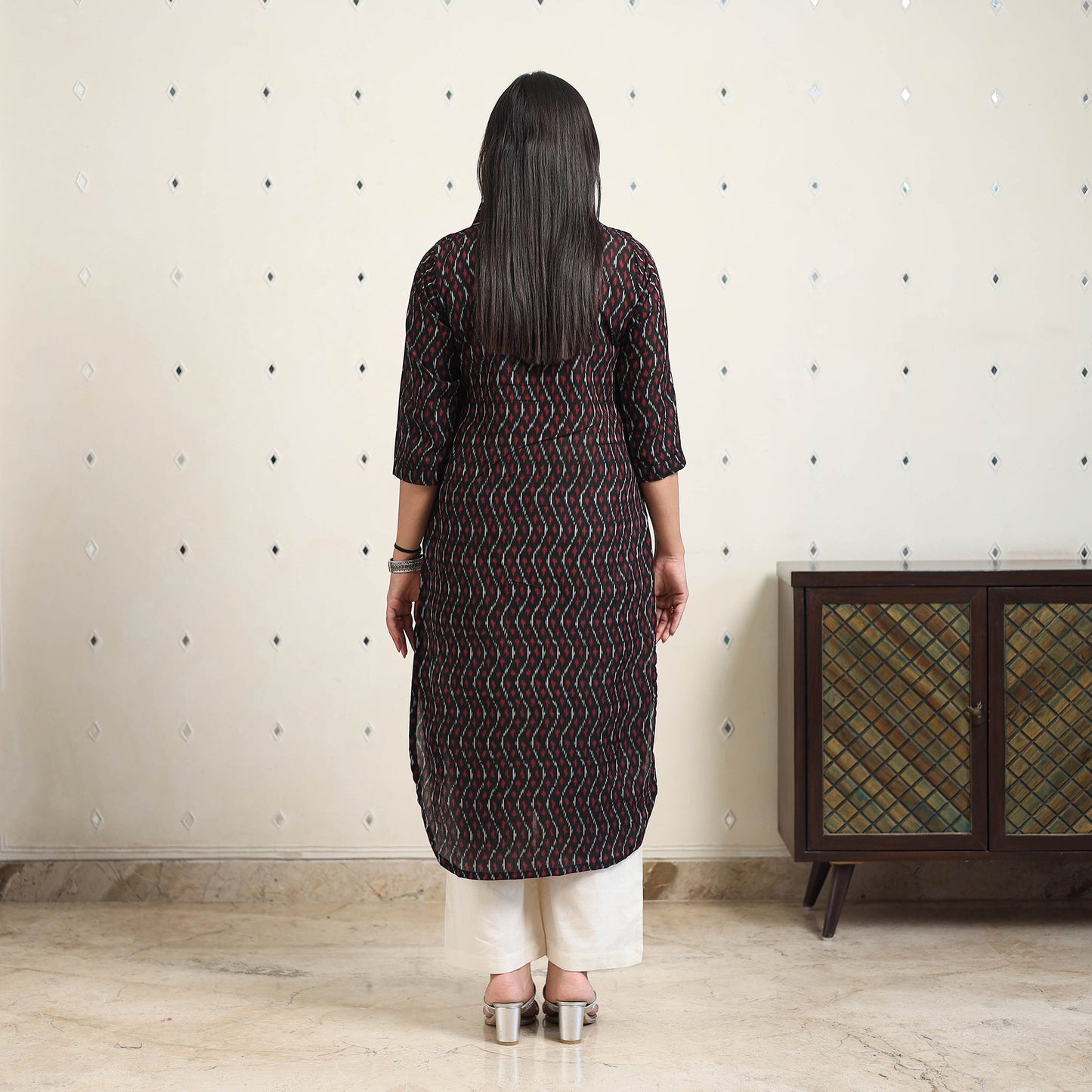 Multicolor Handloom Cotton Straight Pochampally Ikat Kurta